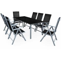 Salon de jardin aluminium Anthracite ou argent table et 8 chaises Argent - Plata - DEUBA