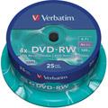 Supports de stockage VERBATIM Pack de 25 DVD-RW 4.7 Go 4x