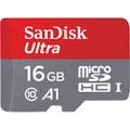 Cartes mémoire Sandisk Ultra micro SDHC UHS-I 16 Go + adaptateur 