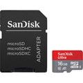 Cartes mémoire Sandisk Ultra microSDHC UHS-I 16 Go + adaptateur 