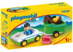 Playmobil 1.2.3 - Cavalière avec voiture et remorque - 70181
