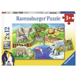 Ravensburger - Puzzle 2x12 pièces - Les animaux du Zoo