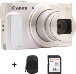 Appareil photo Compact Canon SX620 HS Argent et Blanc + Etui + SD16Go
