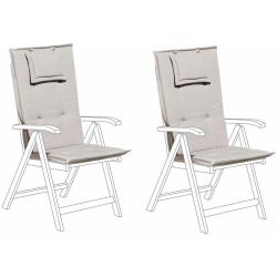 Beliani - Lot de 2 coussins en tissu gris et beige pour chaises de jardin TOSCANA