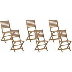 Lot de 6 chaises de jardin en bois acacia clair tolve 231770 - BELIANI