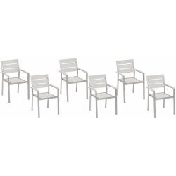 6 chaises de jardin en aluminium et bois synthétique blanc vernio 200456 - BELIANI