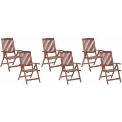 Lot de 6 chaises de jardin pliantes en bois toscana 227911 - BELIANI