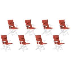 Set de 8 coussins en tissu rouge bordeaux pour chaises de jardin maui 199947 - BELIANI