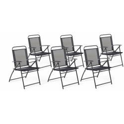 Beliani - Lot de 6 chaises de jardin pliantes en acier noir LIVO