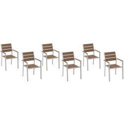 Beliani - 6 chaises de jardin en aluminium et bois stynthétique marron VERNIO