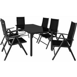 DEUBA - Salon de jardin aluminium Anthracite ou argent ensemble table 6 chaises Anthracite