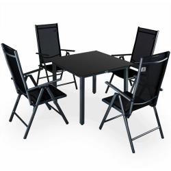 DEUBA - Salon de jardin aluminium Anthracite/argent Ensemble table et 4 chaises Anthracite