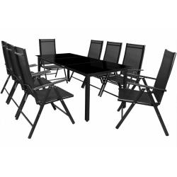 DEUBA - Salon de jardin aluminium Anthracite ou argent table et 8 chaises Anthracite