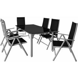 DEUBA - Salon de jardin aluminium Anthracite ou argent ensemble table 6 chaises - Plata