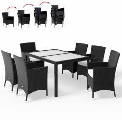 Deuba - Salon de jardin polyrotin - 6 chaises empilables + table avec plateau - 993028
