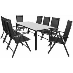 DEUBA Salon de jardin aluminium Bern 1 table 8 chaises pliantes