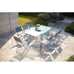 Molvina 8 : table de jardin extensible en aluminium 8 personnes + 8 chaises 212020 - CONCEPT-USINE