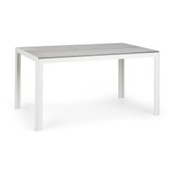 Blumfeldt bilbao table de jardin - 150 x 90 cm - imitation bois & aluminium - blanc & gris