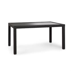 Blumfeldt peniche table de jardin - 150 x 90 cm - résine tressée polyrotin aluminium & verre - noir