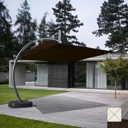 Elios Parasols - Parasol de jardin à bras en aluminium avec mât décentralisé 3,5x3,5m Copenaghen Marron