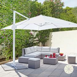 Elios Parasols - Parasol de jardin en aluminium à mât excentré pour la maison et le local 3x3m Paradise Blanc