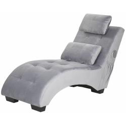 Chaise longue en velours gris clair avec haut parleur Bluetooth SIMORRE - BELIANI