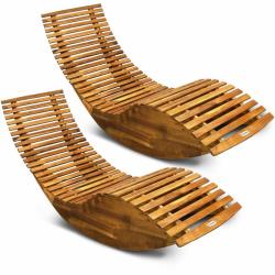 Deuba - 2x Chaise longue à bascule en bois d'acacia certifié FSC transat ergonomique