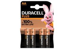 Pack de 4 piles alcalines AA Duracell Plus, 1,5V LR06