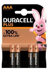 Pack de 4 piles alcalines AAA Duracell Plus, 1.5V LR03