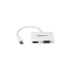 Startech Adaptateur audio / video de voyage - Convertisseur 2-en-1 Mini DisplayPort vers HDMI ou VGA - Blanc
