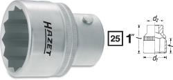 Hazet 1100Z-55 Douille à 12 pans Carré creux 25 mm (1 pouce)Profil à 12 pans extérieurs Taille: 55 Longueur totale: 78 mm