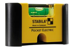 Stabila 18115 Niveau à bulle Pocket Electric, 7 cm, avec système d'aimants aux terres rares et clip de ceinture