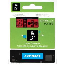 DYMO D1 - Standard Étiquettes - Noir sur rouge - 12mm x 7m