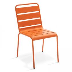 Table De Jardin Carrée Et 8 Chaises En Métal Orange - OVIALA 106047