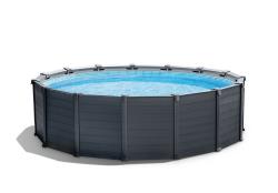 Kit piscine tubulaire ronde haut de gamme gris anthracite