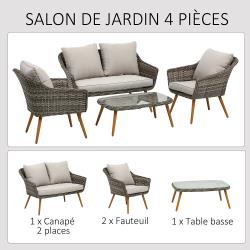 Salon De Jardin 4 Places 4 Pièces Design Scandinave Métal Époxy - OutSunny 860-119